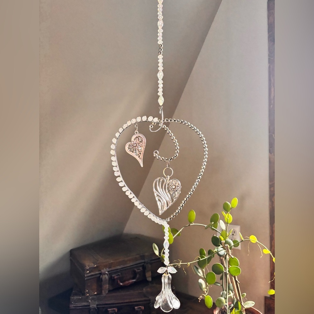 Heart shaped handcrafted suncatcher